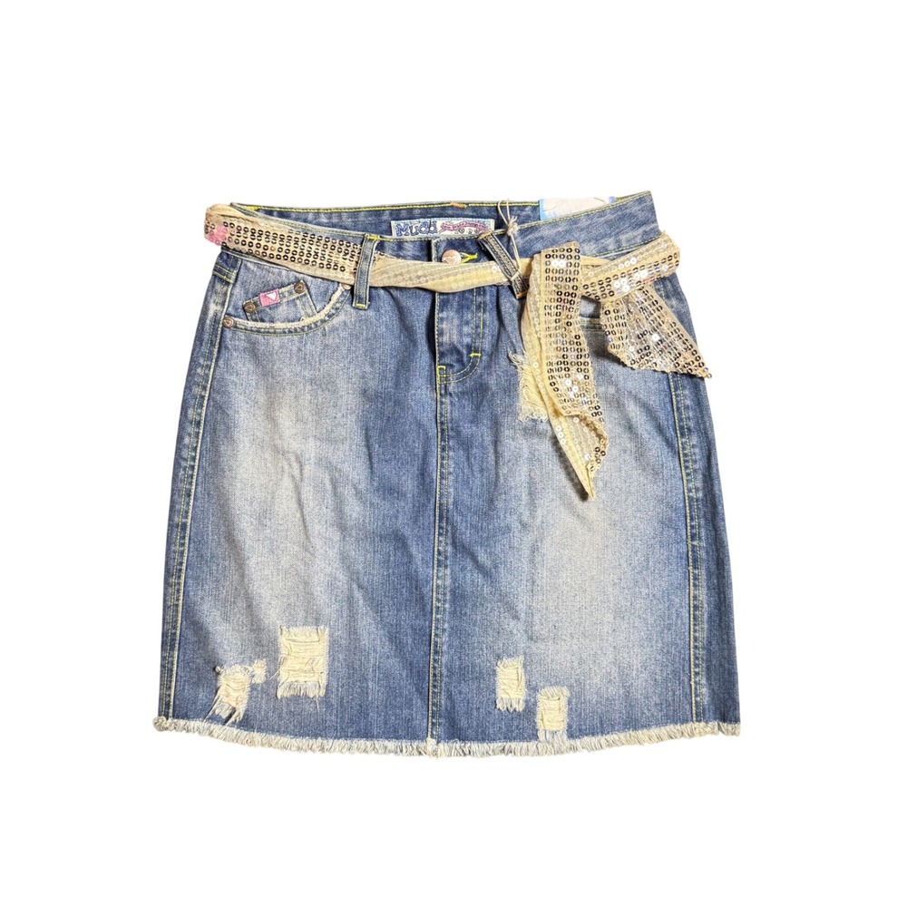 Mudd Y2K Distressed Denim Mini Skirt NWT